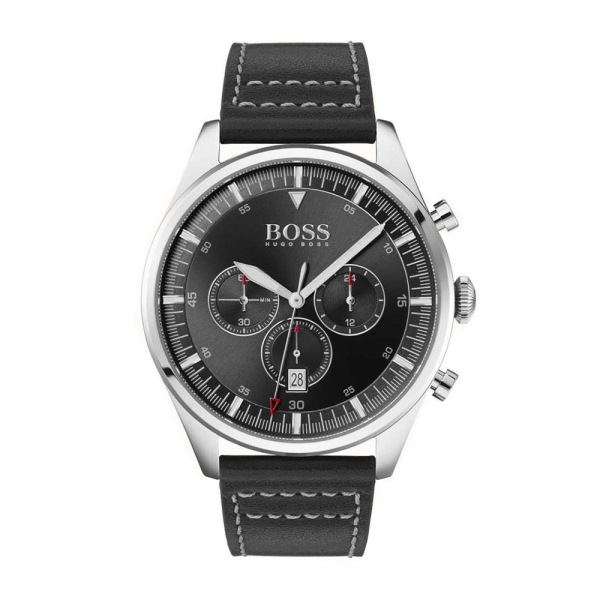 Hugo Boss Chronograph Black 44mm Leather Strap Watch Gift Set 1570120