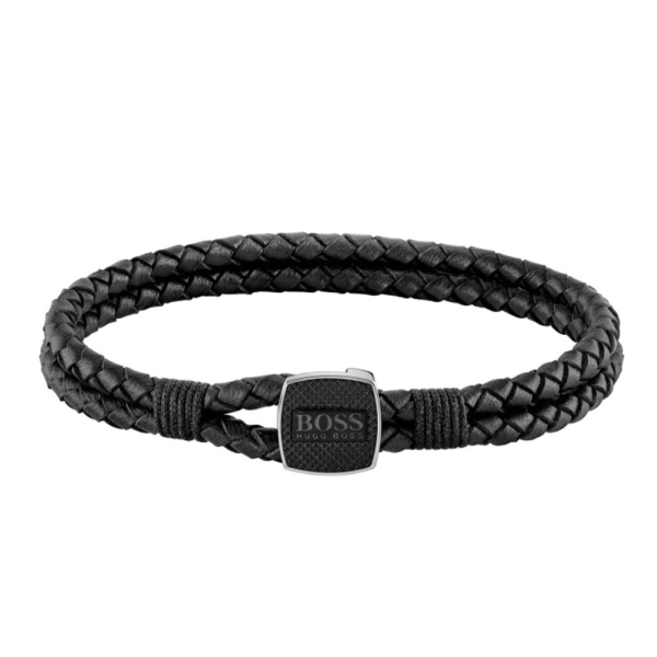 Hugo Boss Seal Black Leather Bracelet 1580047M