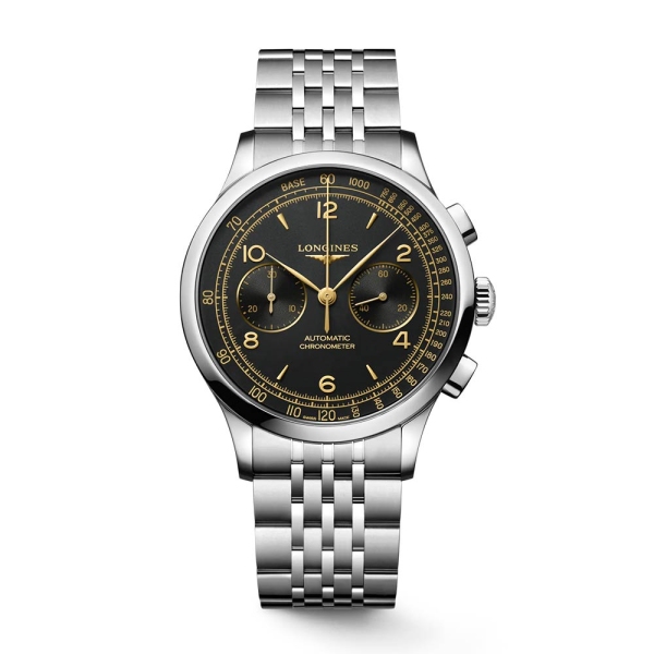 LONGINES Record Automatic Black Chronograph Bracelet Watch L2.921.4.56.6