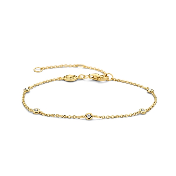 Ti Sento Silver & Yellow Gold Plated CZ and Chain Bracelet 2974ZY
