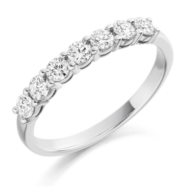 Platinum 7 Stone Diamond Shared Claw Ring .50cts