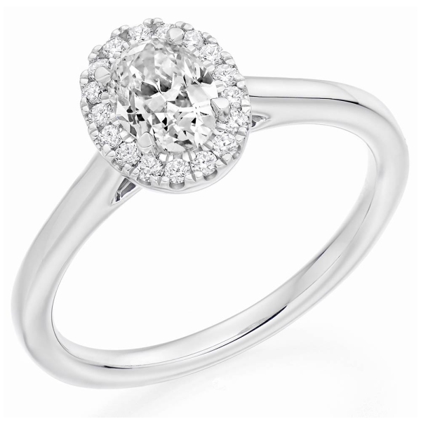 Platinum Oval Diamond Cluster Ring .55cts