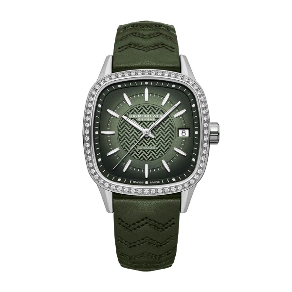 Raymond Weil Freelancer Ladies Automatic Green Dial Leather Strap 2490-SCS-52051