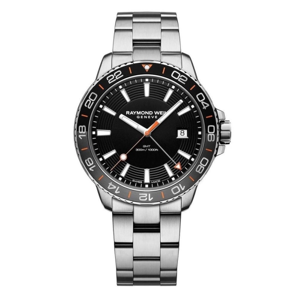 Raymond Weil Tango 300 GMT Black Dial Bracelet Watch 8280-ST2-20001