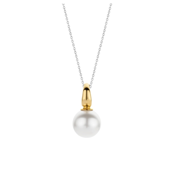 Ti Sento Silver and Gold Plated Pearl Drop Pendant 6705PW