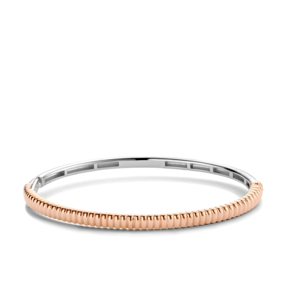 Ti Sento Silver and Rose Plated Lined Bangle 2956SR