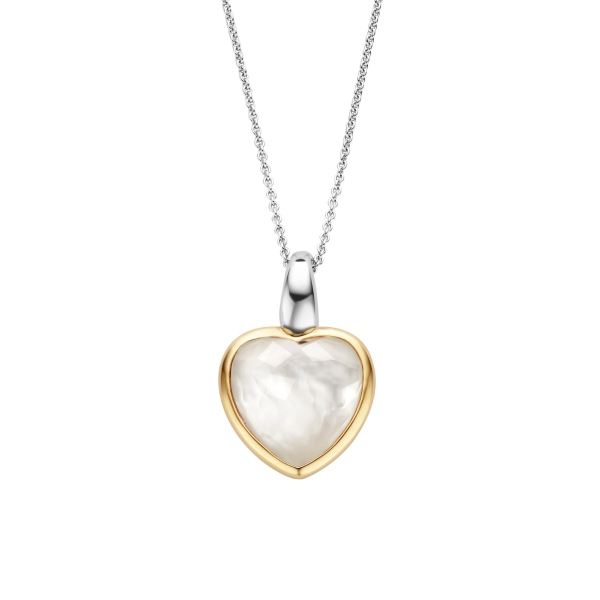 Ti Sento Silver and Gold Plated Mother of Pearl Heart Pendant 6807MW