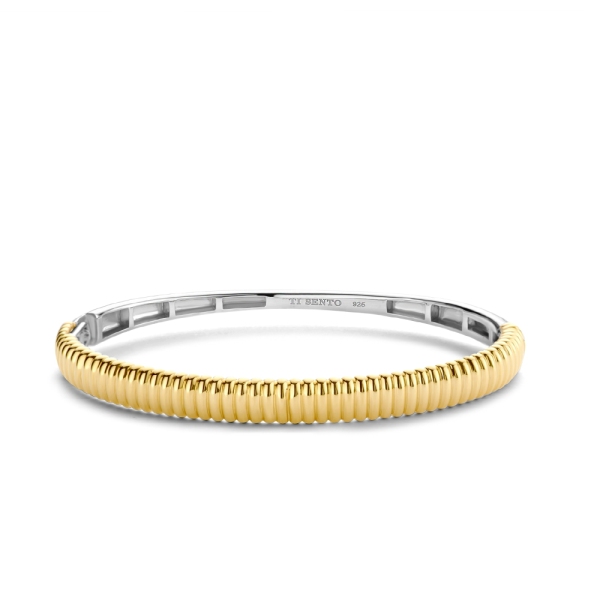 Ti Sento Silver with Yellow Plated Finish Lined Bangle 2957SY