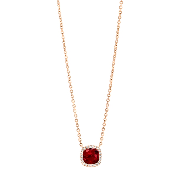 Tirisi 18ct Rose Gold Ruby and Diamond Cluster Pendant