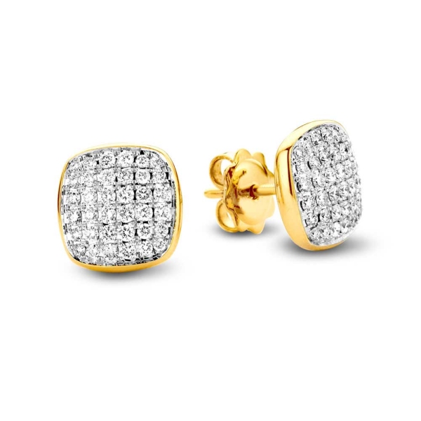 Tirisi 18ct Yellow Gold Cushion Shaped Diamond Stud Earrings