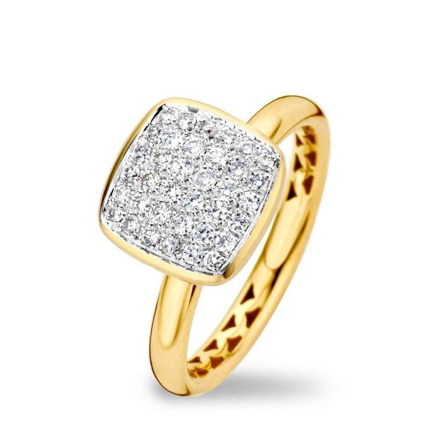 Tirisi 18ct Yellow Gold Square Pave Set Diamond Ring