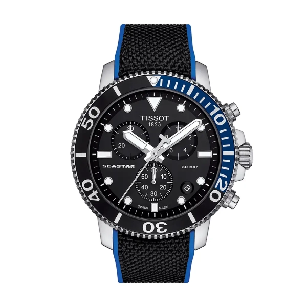 Tissot Seastar 100 Chronograph Black Strap Watch T1204171705103