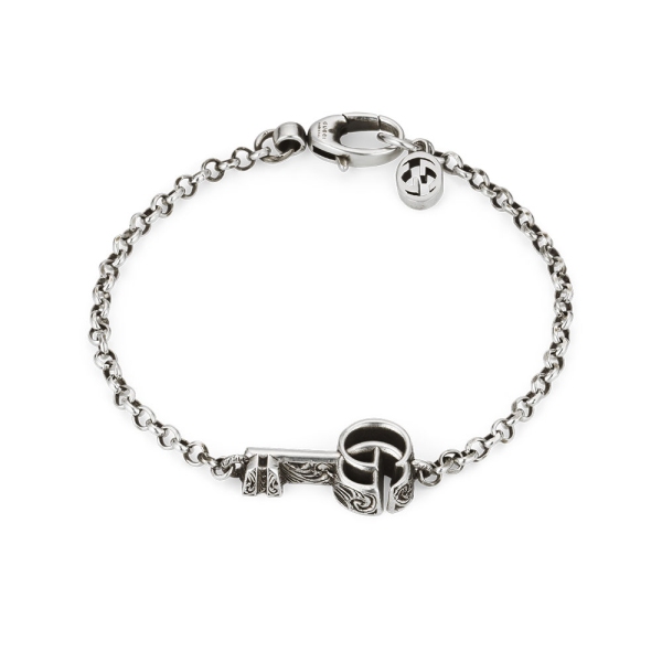 Gucci Aged Silver GG Marmont Key Bracelet YBA632207001