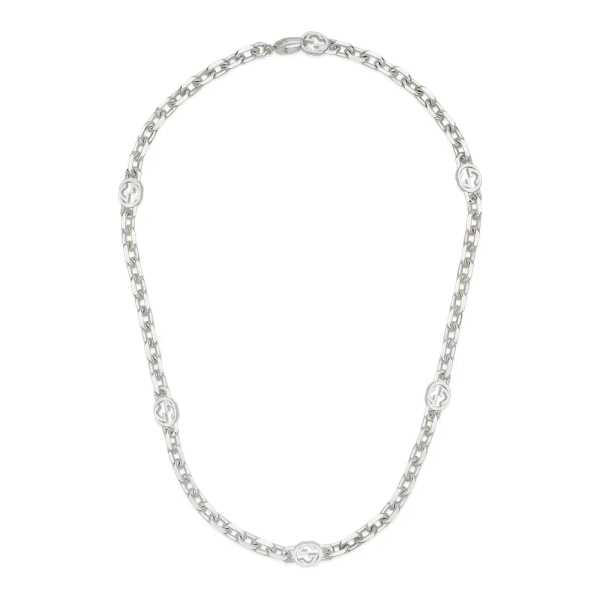 Gucci Shiny Silver Interlocking G Necklace 50cms YBB759700300100U