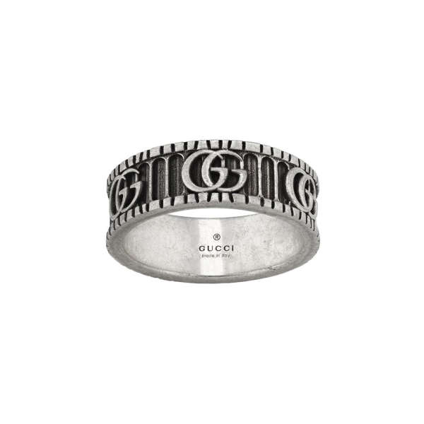 Gucci Aged Silver GG Marmont Ring 8mm YBC551899001